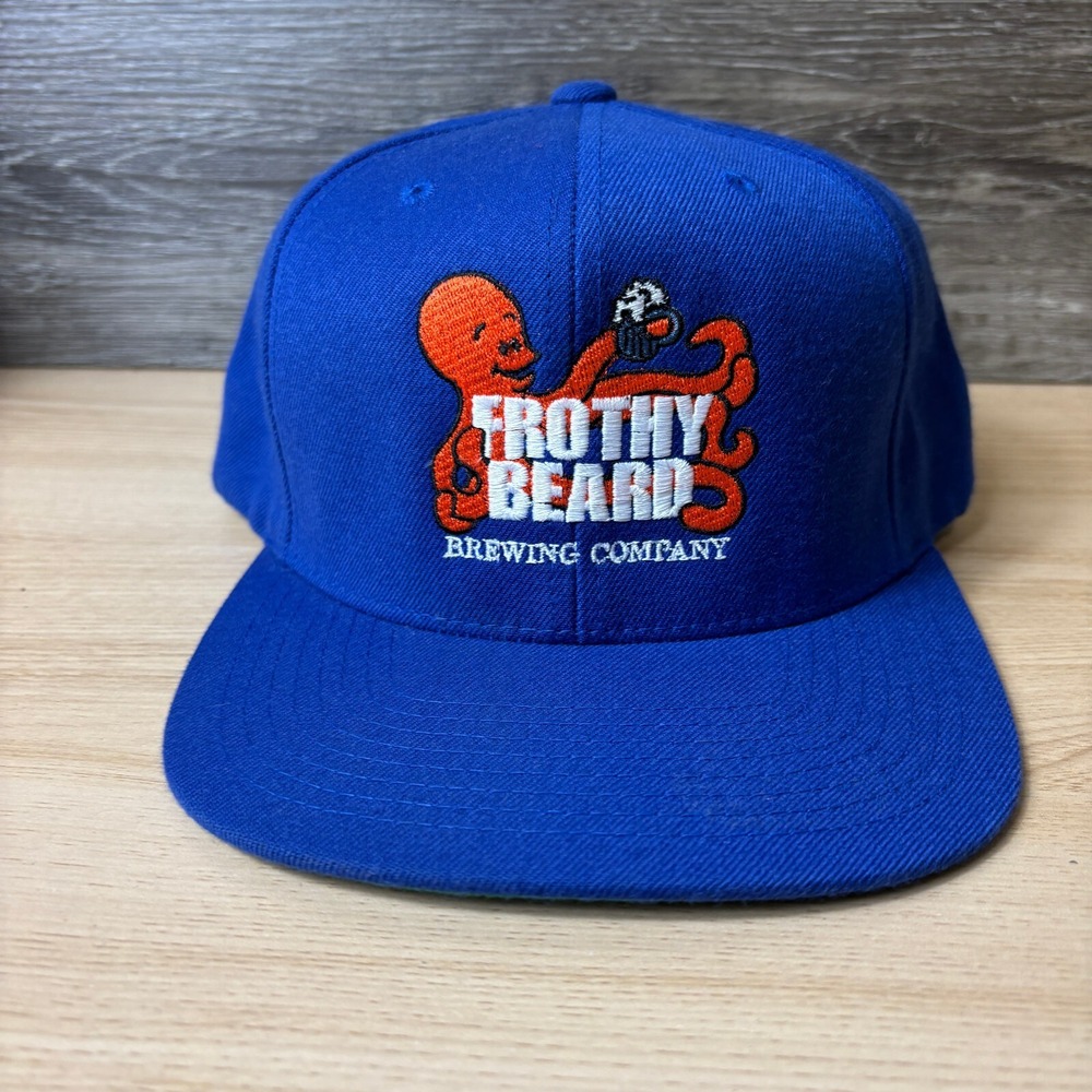 Frothy Beard Hat Cap Snap Back Blue Beer Brewing Company Mens